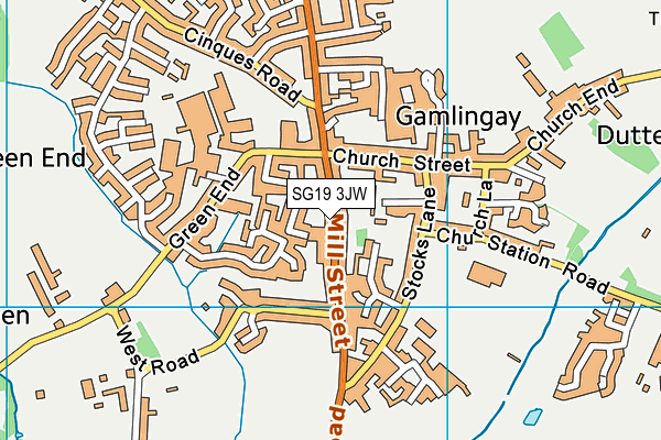 SG19 3JW map - OS VectorMap District (Ordnance Survey)