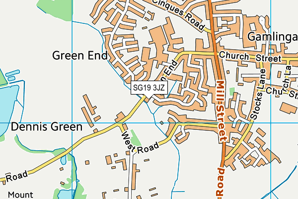 SG19 3JZ map - OS VectorMap District (Ordnance Survey)