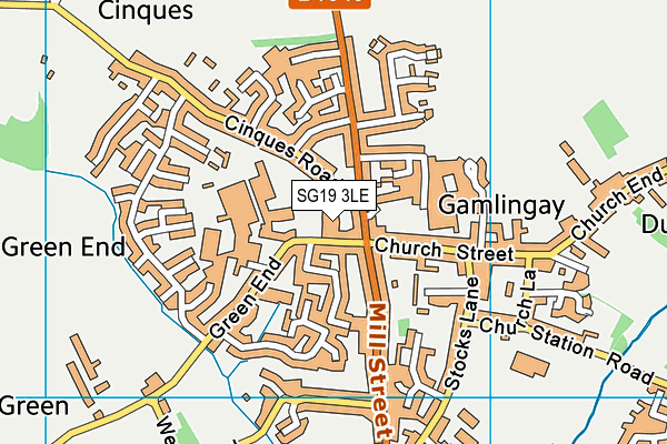 SG19 3LE map - OS VectorMap District (Ordnance Survey)