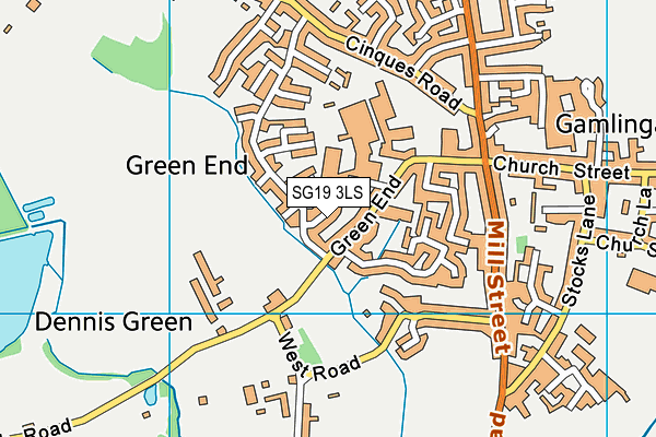 SG19 3LS map - OS VectorMap District (Ordnance Survey)