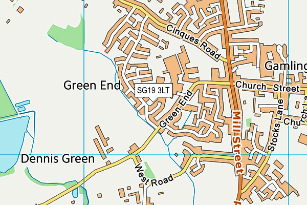 SG19 3LT map - OS VectorMap District (Ordnance Survey)