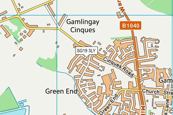 SG19 3LY map - OS VectorMap District (Ordnance Survey)