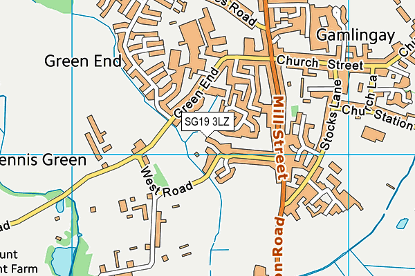 SG19 3LZ map - OS VectorMap District (Ordnance Survey)