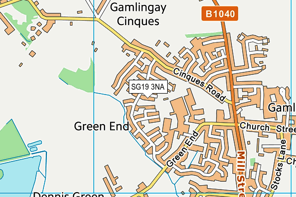 SG19 3NA map - OS VectorMap District (Ordnance Survey)
