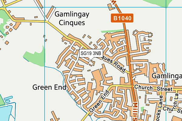SG19 3NB map - OS VectorMap District (Ordnance Survey)