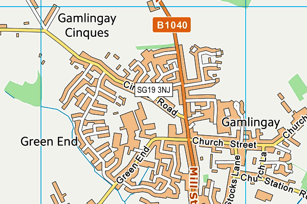 Gamlingay First School Playing Field map (SG19 3NJ) - OS VectorMap District (Ordnance Survey)