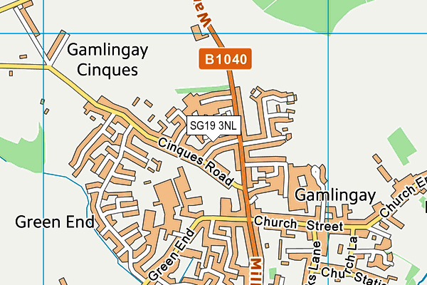 SG19 3NL map - OS VectorMap District (Ordnance Survey)