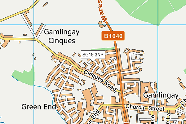 SG19 3NP map - OS VectorMap District (Ordnance Survey)