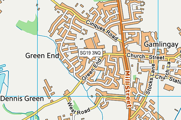 SG19 3NQ map - OS VectorMap District (Ordnance Survey)