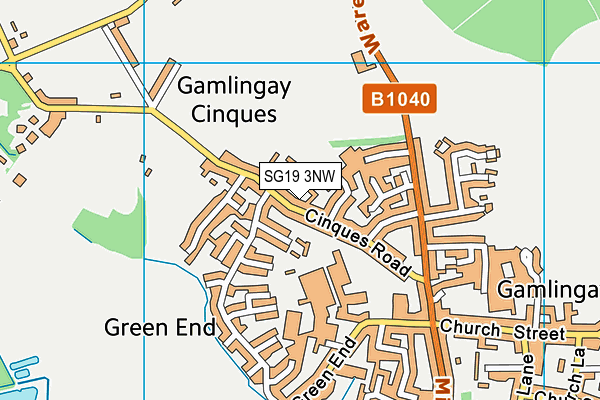SG19 3NW map - OS VectorMap District (Ordnance Survey)