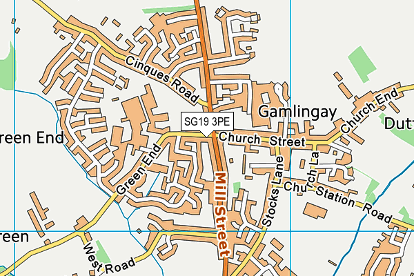 SG19 3PE map - OS VectorMap District (Ordnance Survey)