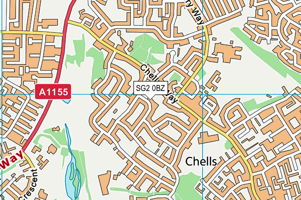 SG2 0BZ map - OS VectorMap District (Ordnance Survey)
