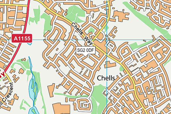SG2 0DF map - OS VectorMap District (Ordnance Survey)