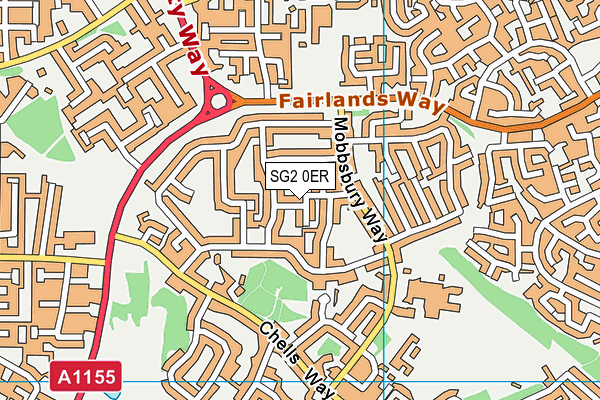 SG2 0ER map - OS VectorMap District (Ordnance Survey)