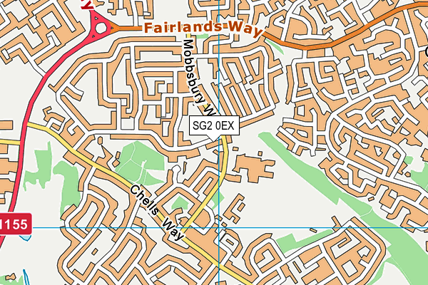 SG2 0EX map - OS VectorMap District (Ordnance Survey)