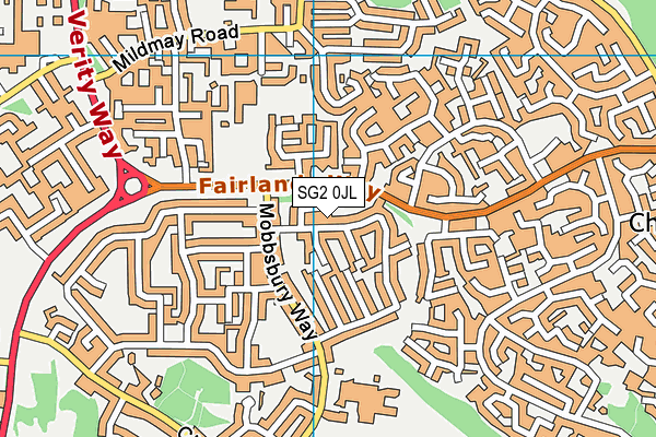 SG2 0JL map - OS VectorMap District (Ordnance Survey)