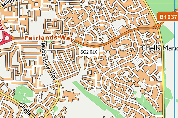 SG2 0JX map - OS VectorMap District (Ordnance Survey)