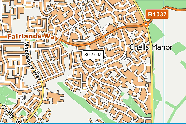 SG2 0JZ map - OS VectorMap District (Ordnance Survey)