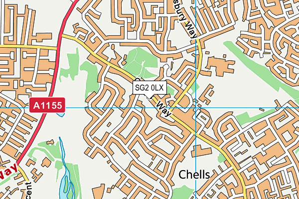 SG2 0LX map - OS VectorMap District (Ordnance Survey)