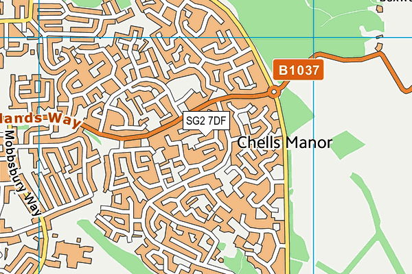 SG2 7DF map - OS VectorMap District (Ordnance Survey)