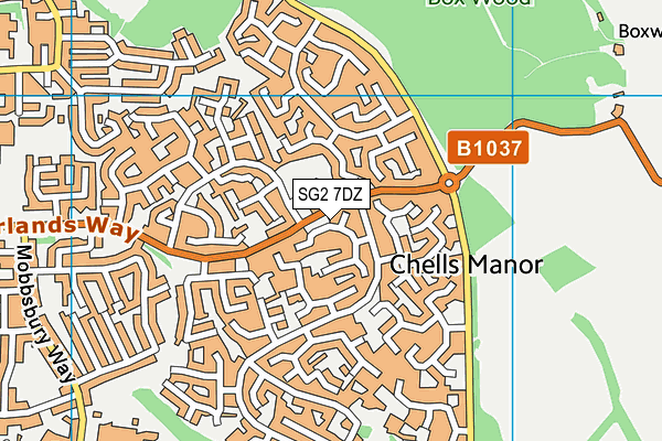 SG2 7DZ map - OS VectorMap District (Ordnance Survey)