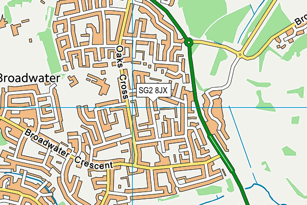 SG2 8JX map - OS VectorMap District (Ordnance Survey)