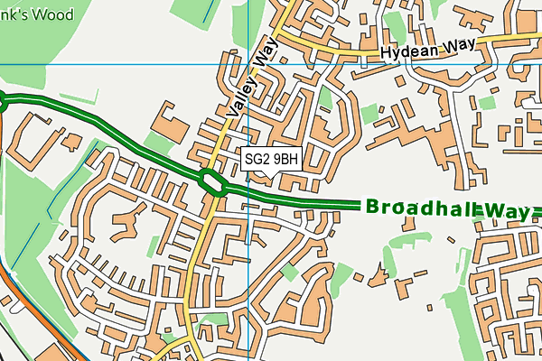 SG2 9BH map - OS VectorMap District (Ordnance Survey)