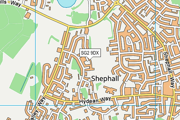 SG2 9DX map - OS VectorMap District (Ordnance Survey)
