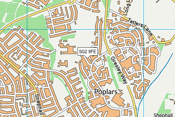 SG2 9FE map - OS VectorMap District (Ordnance Survey)