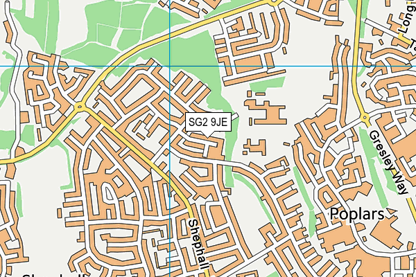 SG2 9JE map - OS VectorMap District (Ordnance Survey)