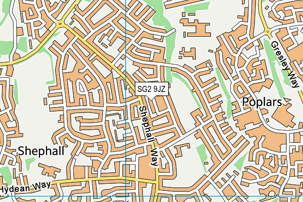 SG2 9JZ map - OS VectorMap District (Ordnance Survey)
