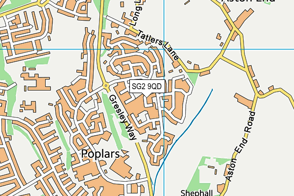 SG2 9QD map - OS VectorMap District (Ordnance Survey)