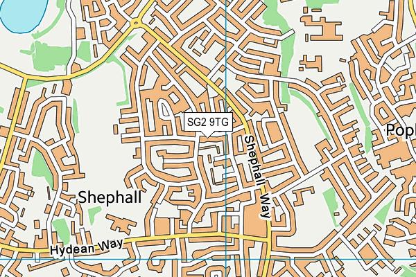 SG2 9TG map - OS VectorMap District (Ordnance Survey)