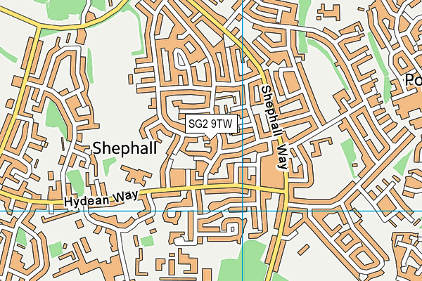 SG2 9TW map - OS VectorMap District (Ordnance Survey)