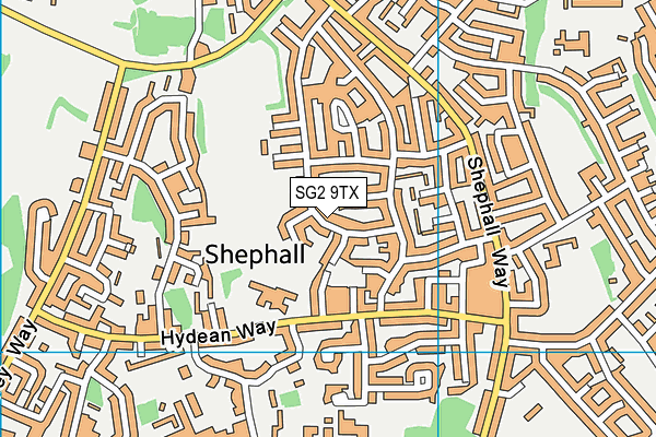 SG2 9TX map - OS VectorMap District (Ordnance Survey)