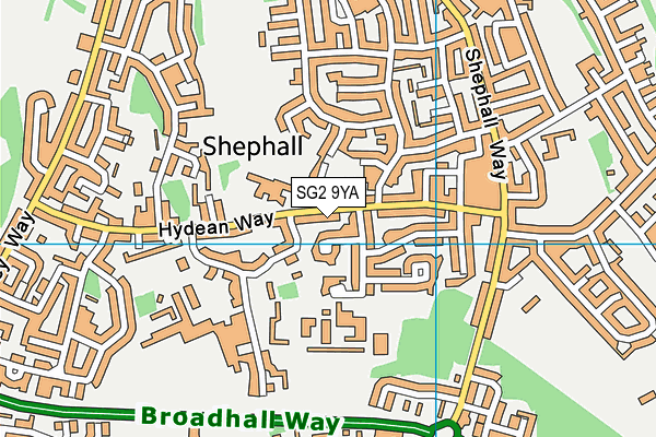 SG2 9YA map - OS VectorMap District (Ordnance Survey)