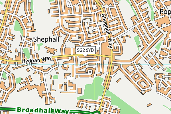 SG2 9YD map - OS VectorMap District (Ordnance Survey)