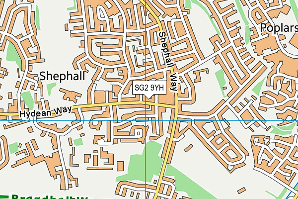 SG2 9YH map - OS VectorMap District (Ordnance Survey)