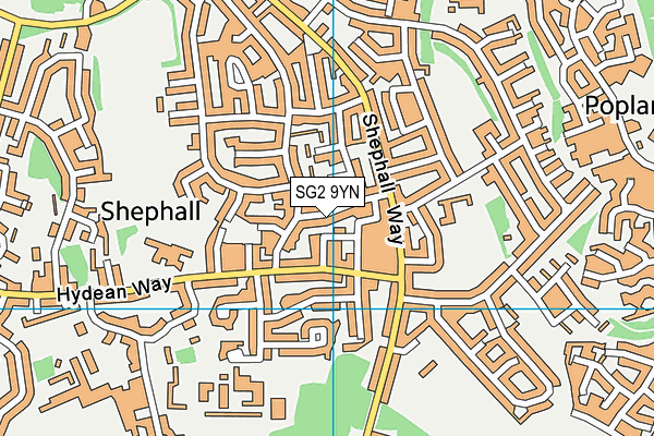 SG2 9YN map - OS VectorMap District (Ordnance Survey)
