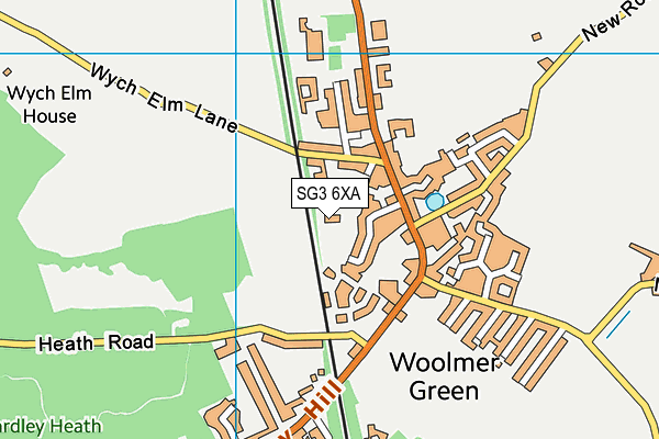 Woolmer Green Recreation Ground map (SG3 6XA) - OS VectorMap District (Ordnance Survey)