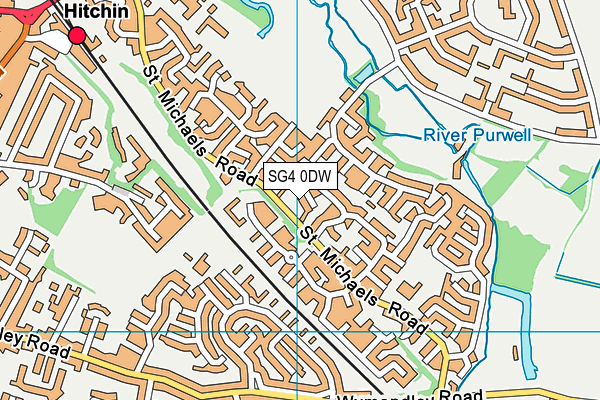 SG4 0DW map - OS VectorMap District (Ordnance Survey)
