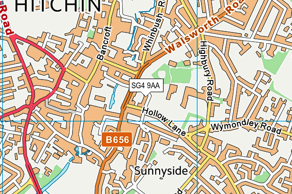 SG4 9AA map - OS VectorMap District (Ordnance Survey)