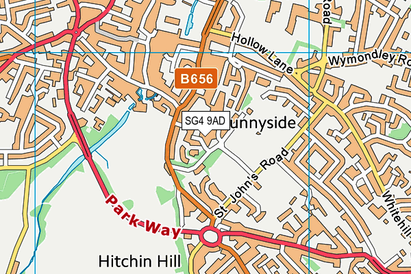 SG4 9AD map - OS VectorMap District (Ordnance Survey)