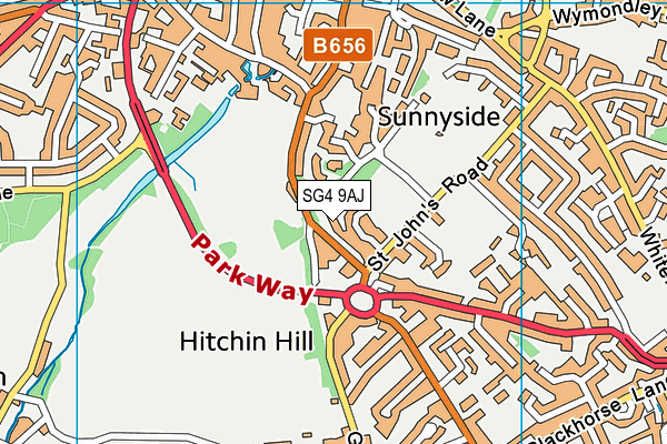 SG4 9AJ map - OS VectorMap District (Ordnance Survey)