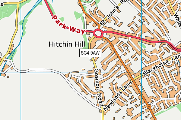 SG4 9AW map - OS VectorMap District (Ordnance Survey)