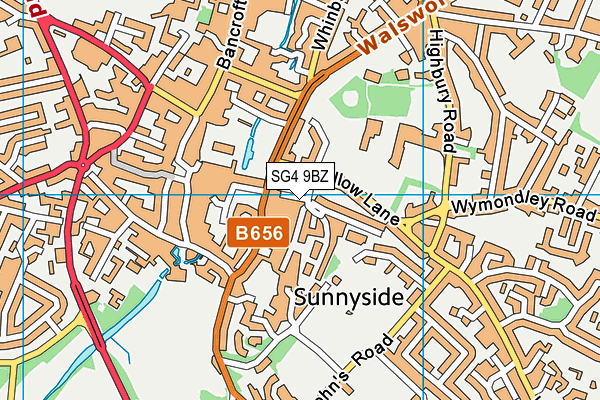 SG4 9BZ map - OS VectorMap District (Ordnance Survey)