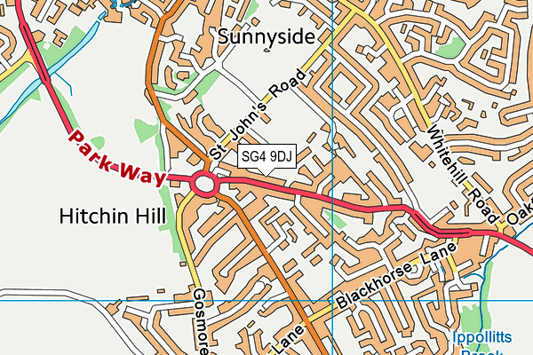 SG4 9DJ map - OS VectorMap District (Ordnance Survey)