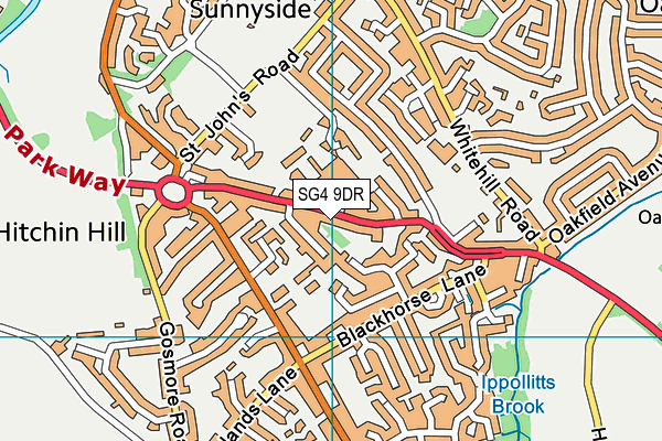 SG4 9DR map - OS VectorMap District (Ordnance Survey)