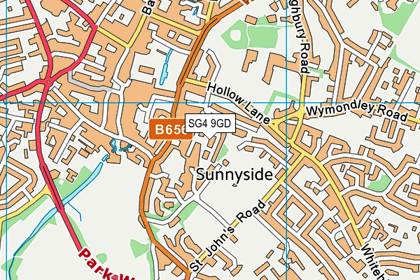 SG4 9GD map - OS VectorMap District (Ordnance Survey)