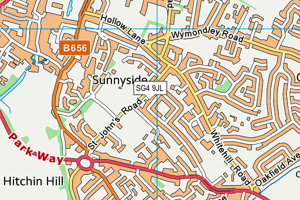 SG4 9JL map - OS VectorMap District (Ordnance Survey)